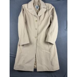 Vtg Marvin Richards Wool Cashmere Long Coat Camel Tan Overcoat Trench Size 10